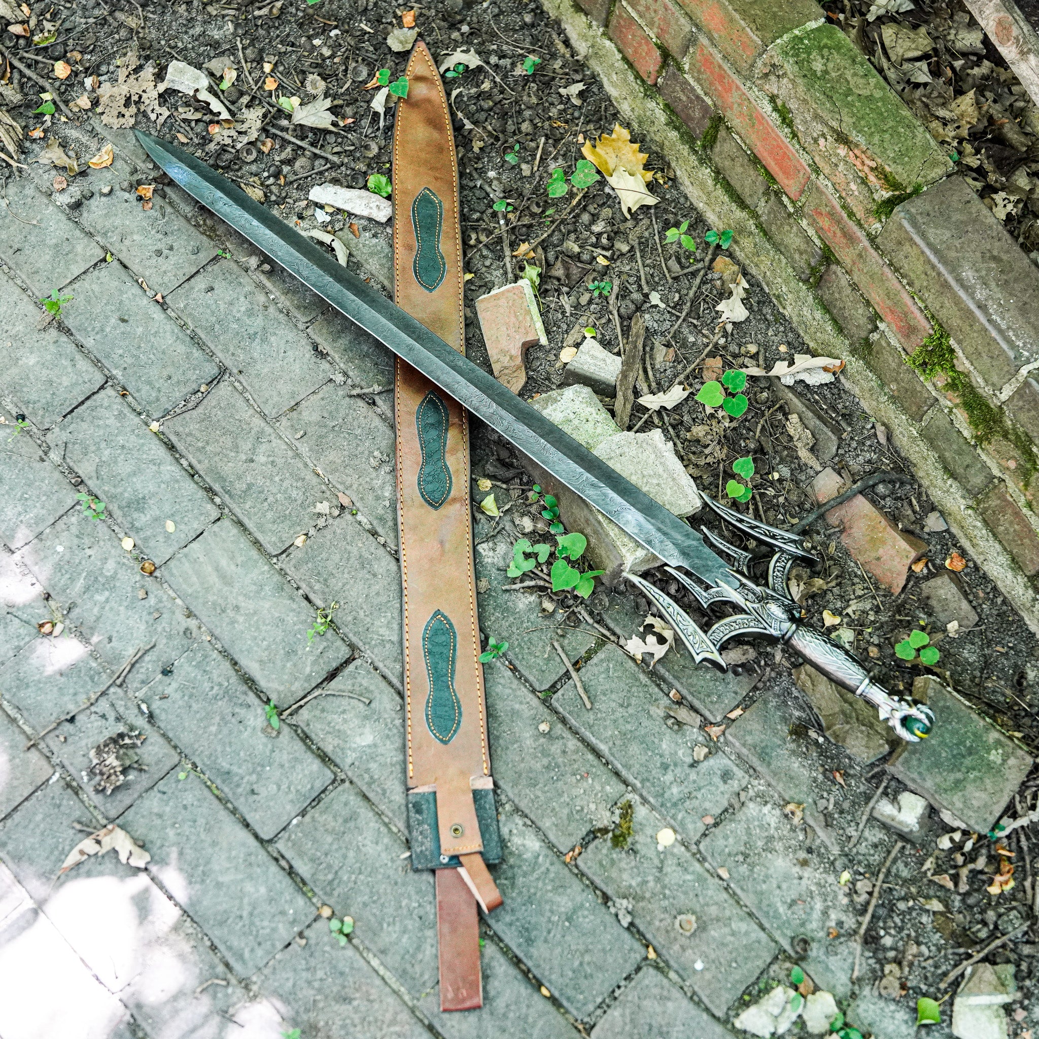 Viking King Sword- High Carbon Damascus Steel Sword- 50"