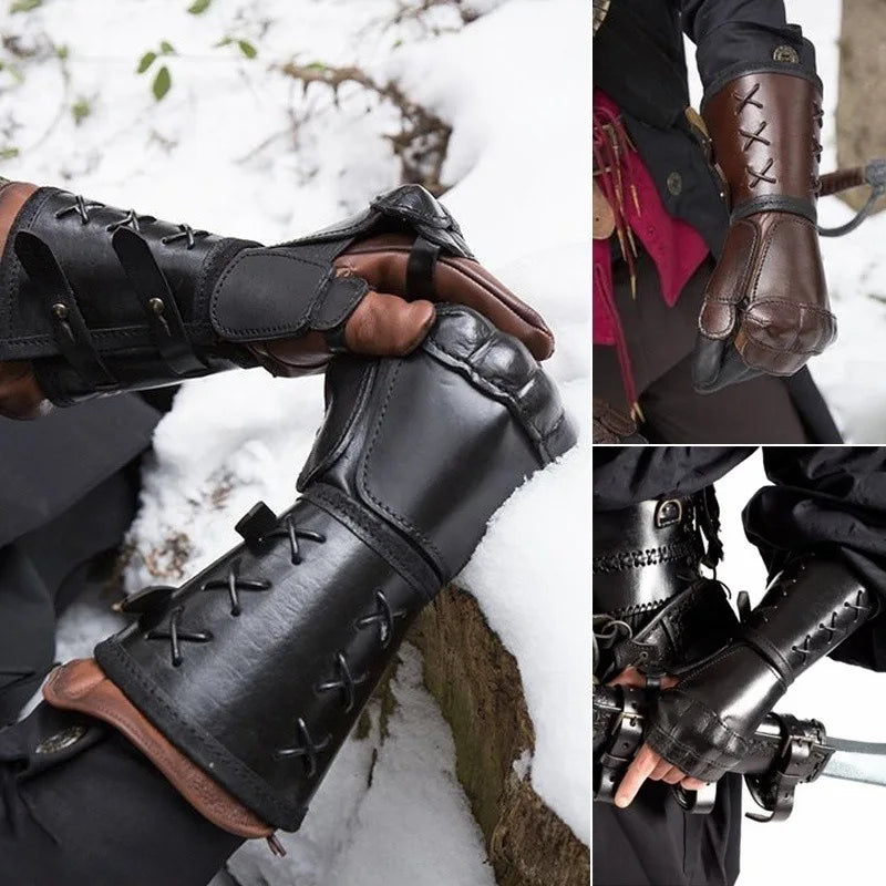 Steampunk Leather Bracer: Medieval Arm Cuff
