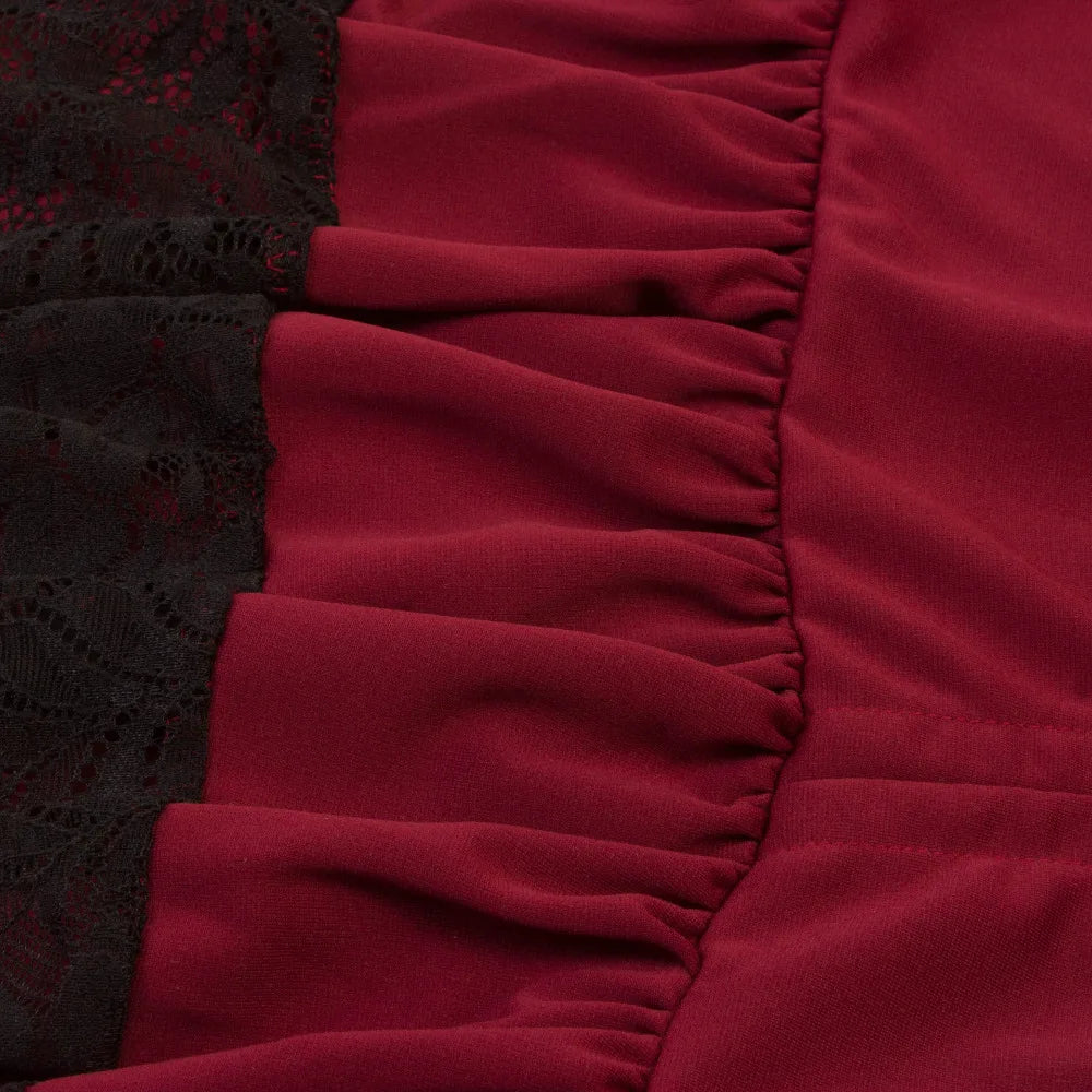 Victorian Gothic Skirt Lace - Steampunk Ruffle Red Skirt