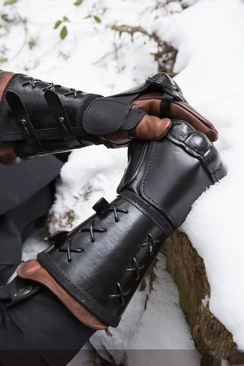 Steampunk Leather Bracer: Medieval Arm Cuff