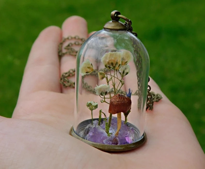 Glass Terrarium Elven Necklace