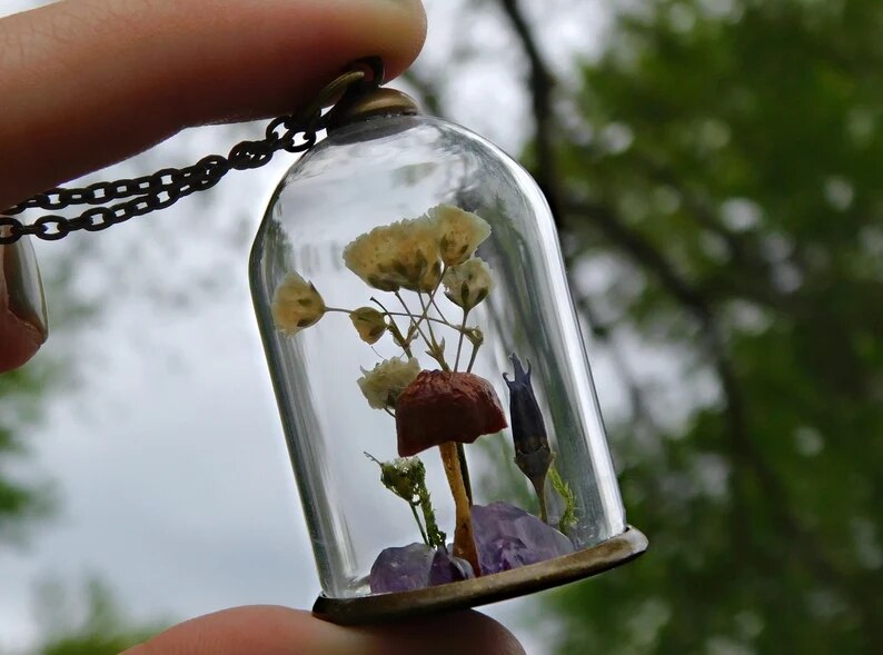 Glass Terrarium Elven Necklace