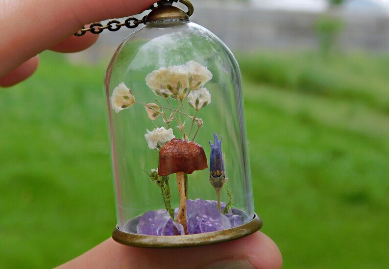 Glass Terrarium Elven Necklace