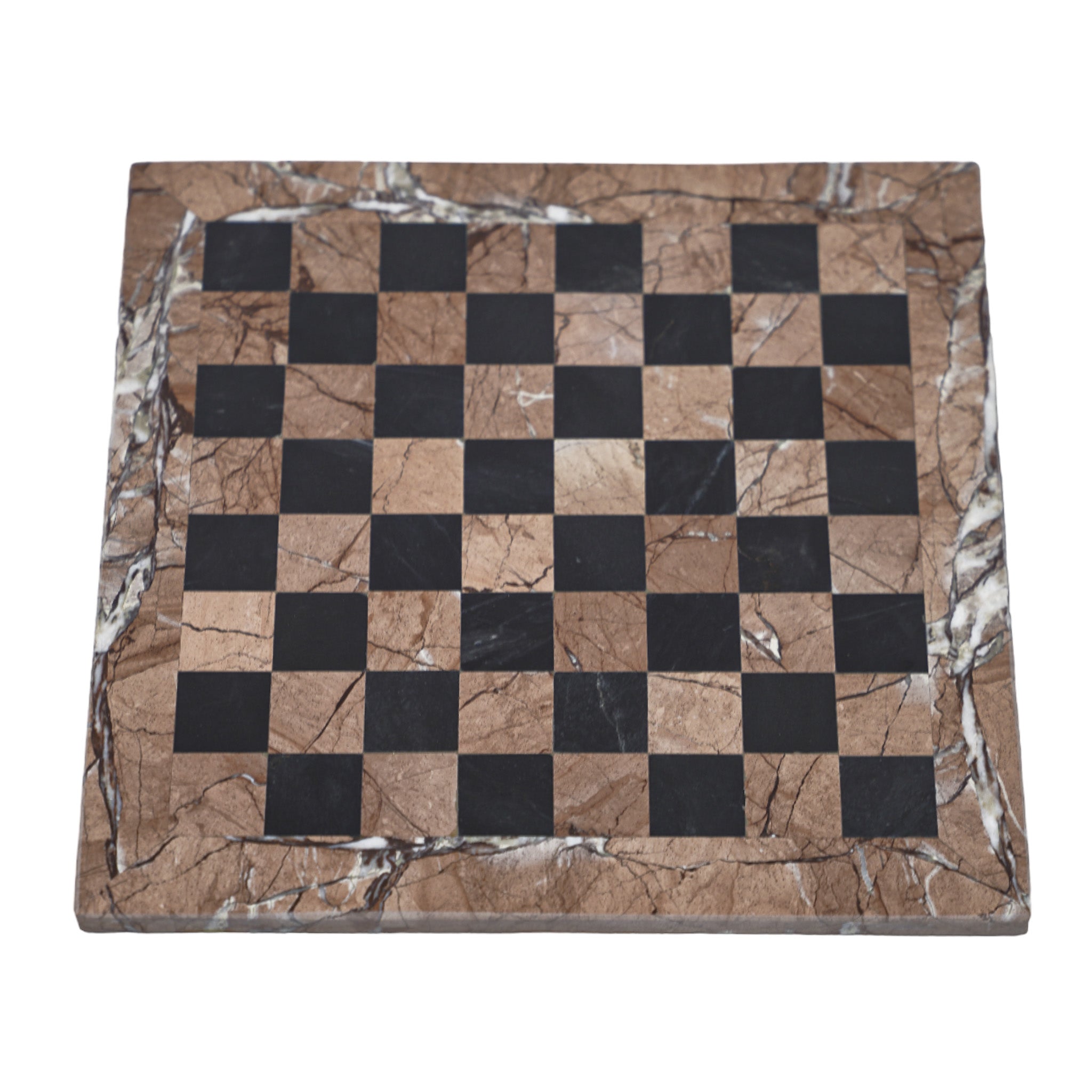 Marble Chess Set- Marina and Black Marble Chess Board with Pieces- 16"