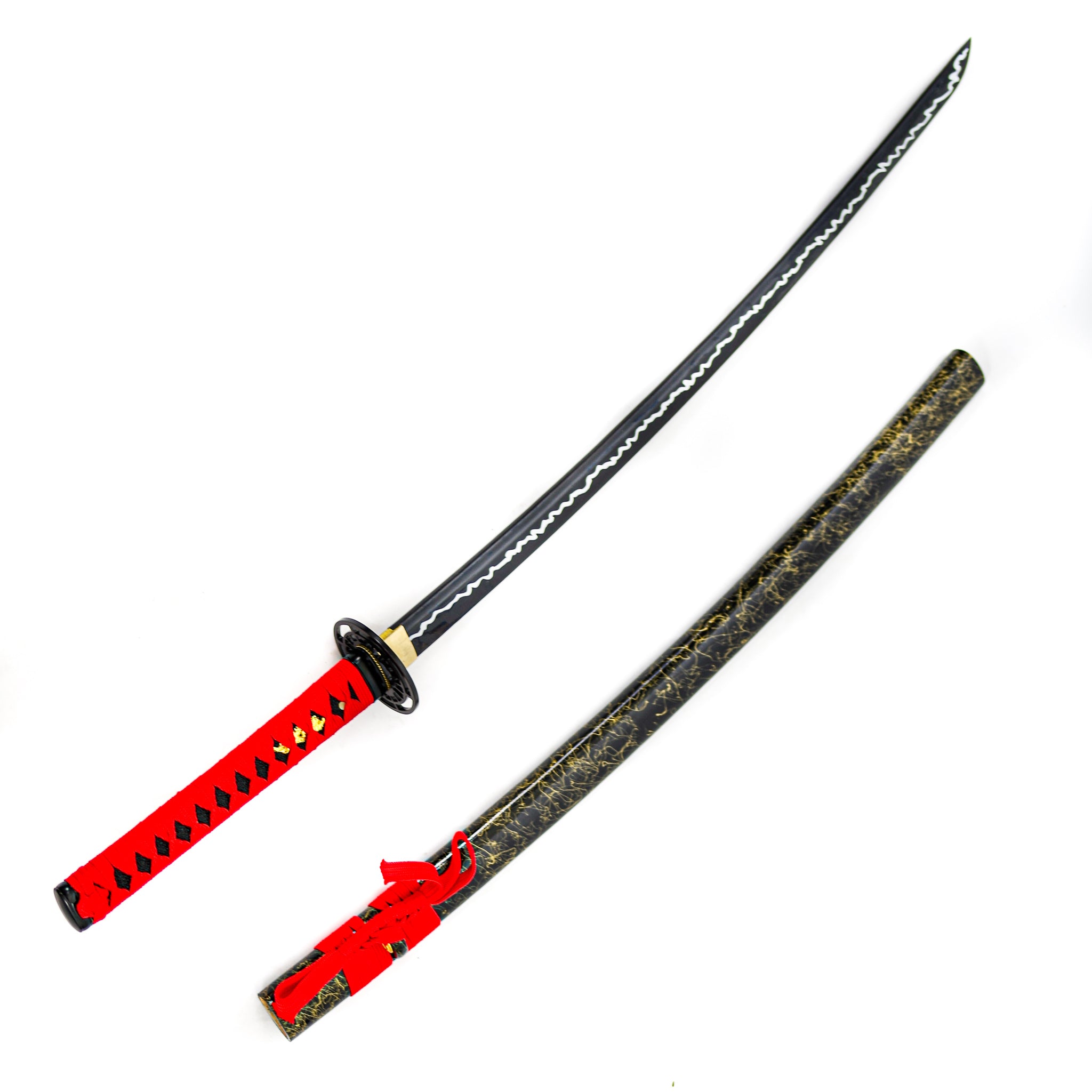 Black Lightning Katana - Red Handle- High Carbon 1095 Steel Sword - 40.5"