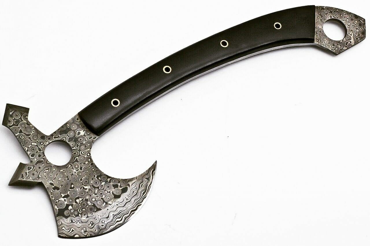 Tomahawk Ax- Throwing Axe- Handmade Pattern Welded High Carbon Damascus Steel  - 17"