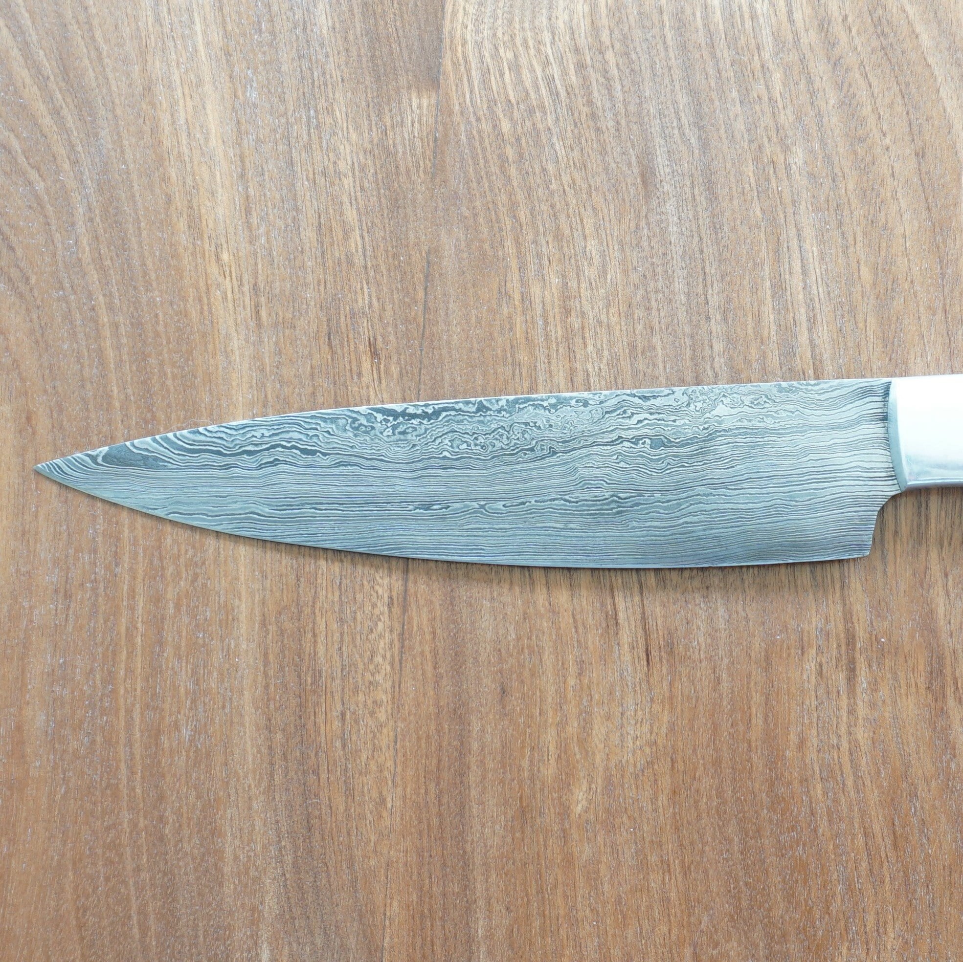 Utility Knife- High Carbon Damascus Steel with Silver Handle- Kitchen Knife/ Paring Knife
