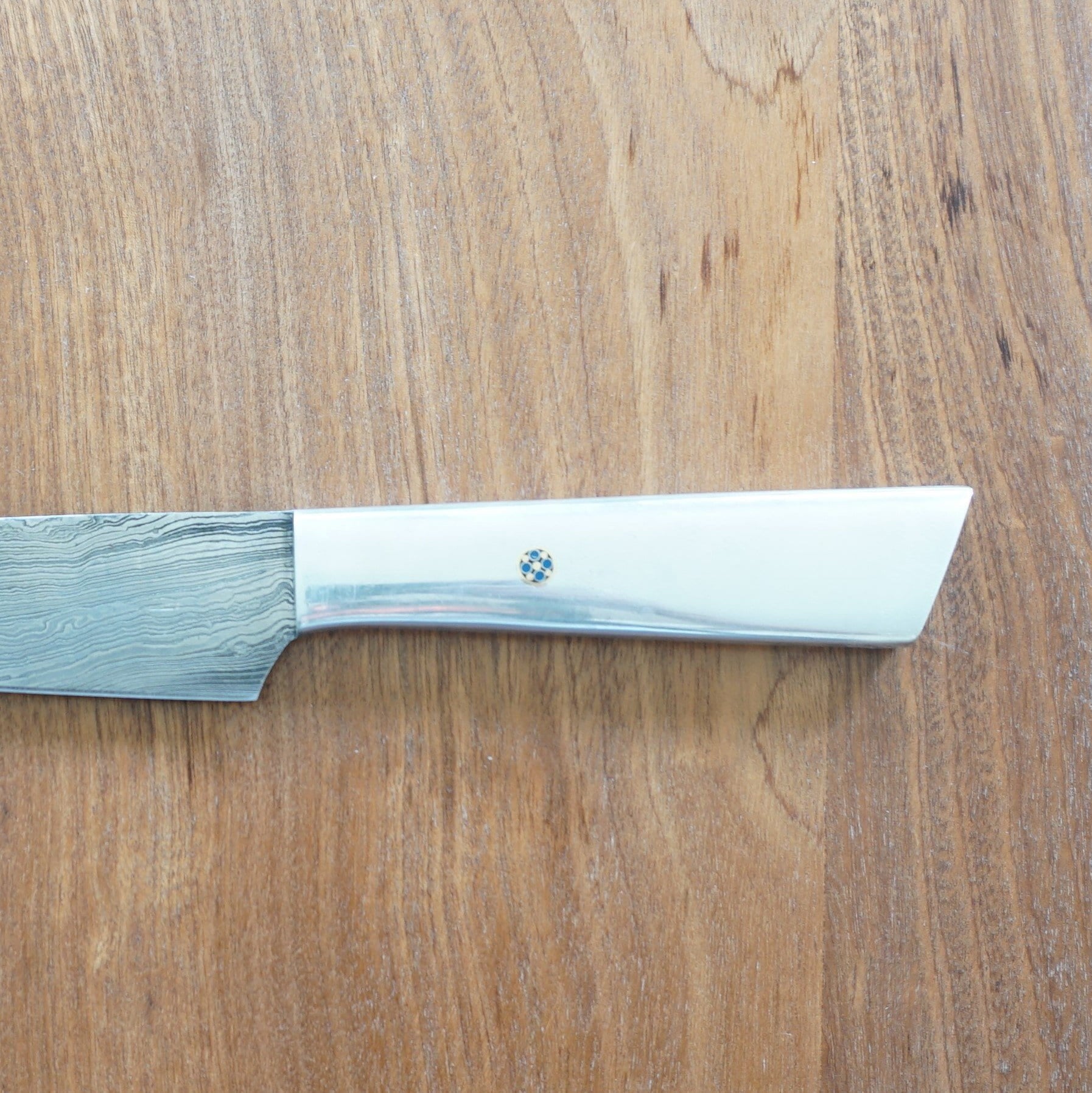 Utility Knife- High Carbon Damascus Steel with Silver Handle- Kitchen Knife/ Paring Knife