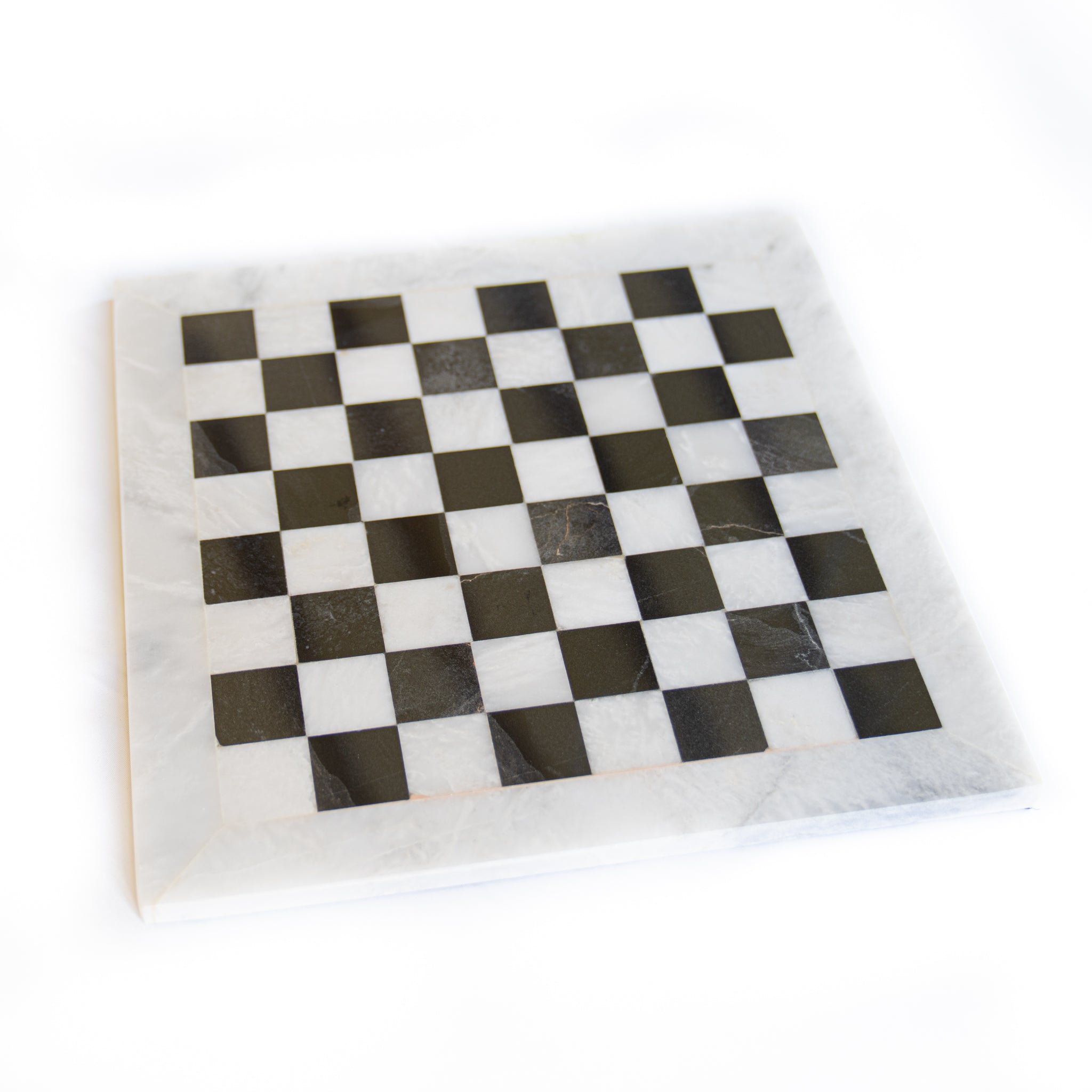Marble Chess Set- Extra Large White and Black Marble Chess Board with Pieces- 20"