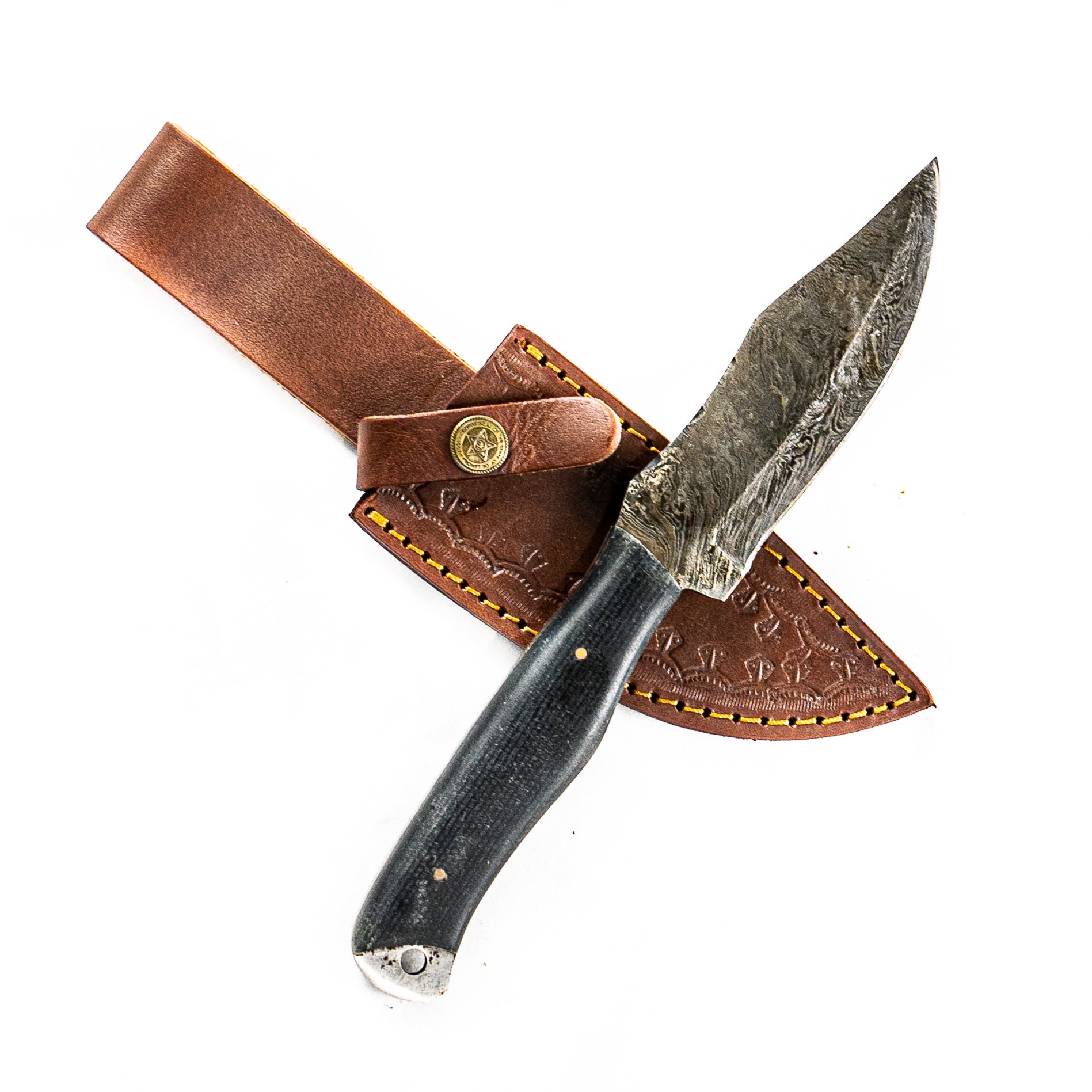 Skinning Knife- Skinner Knife- High Carbon Damascus Steel Blade- 10"