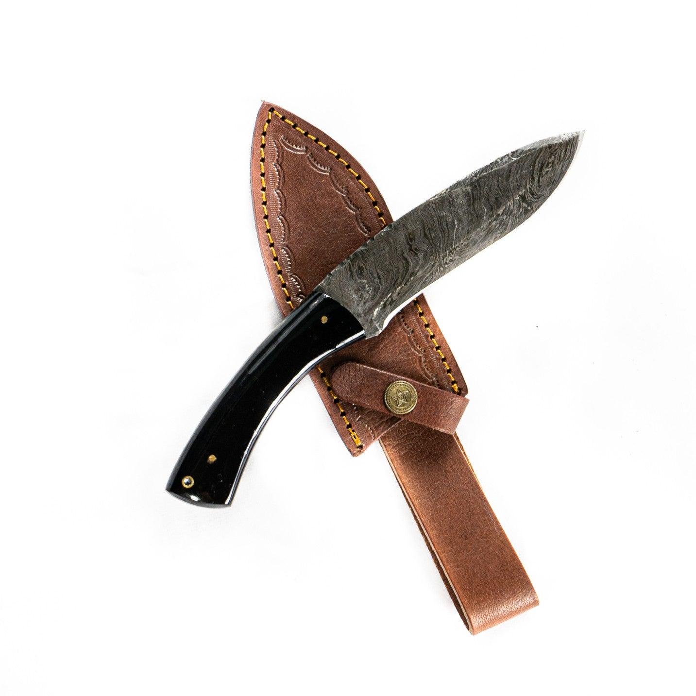 Skinning Knife/ Skinner Knife- High Carbon Damascus Steel - Micarta- 10" - Battlingbladess
