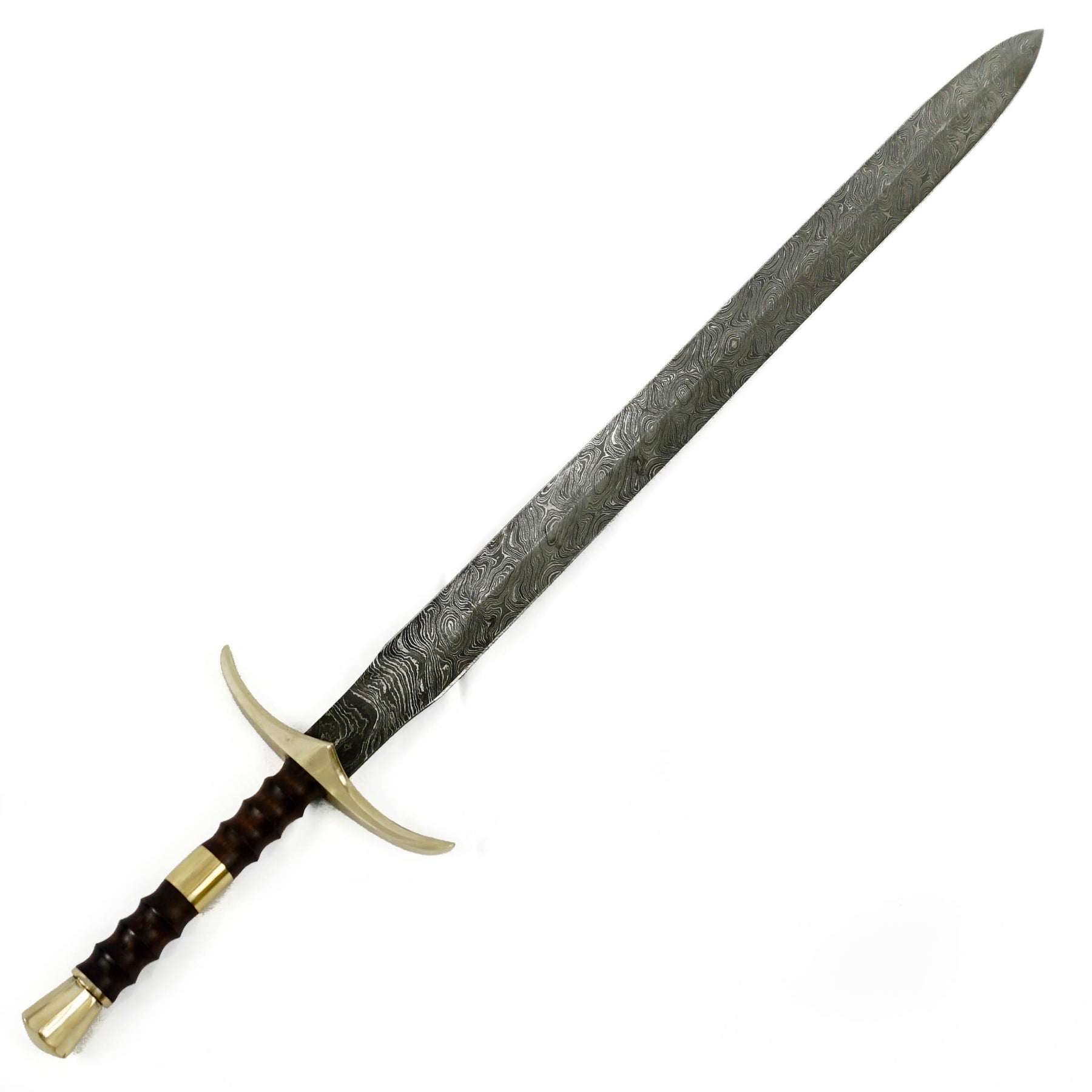 Longsword Bundle- Damascus Steel Longsword- Maintenance Kit- Sword Sharpener- Sword Stand