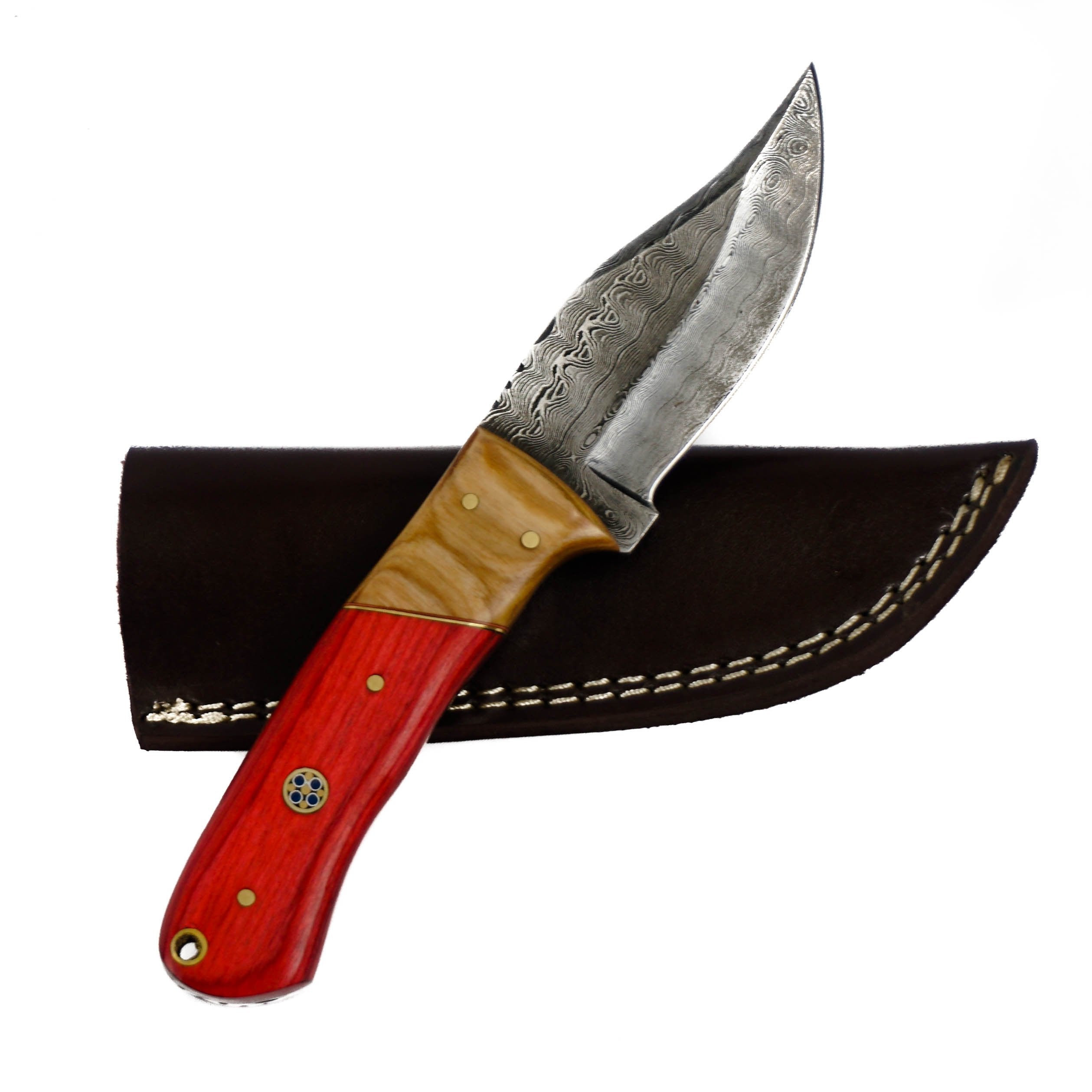 Skinning Knife- Hunting Knife- High Carbon Damascus Steel Blade