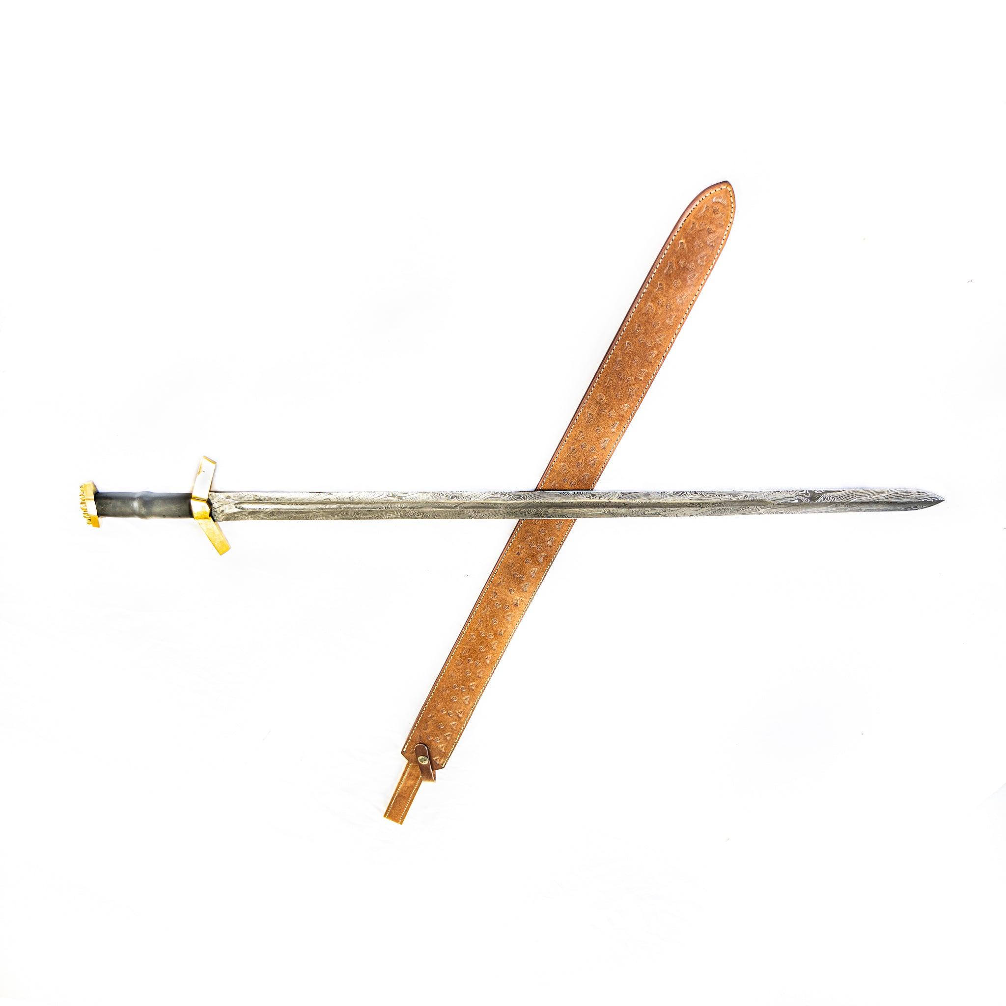 Roman Spatha Sword - High Carbon Damascus Steel Sword- 43.5" - Battlingbladess