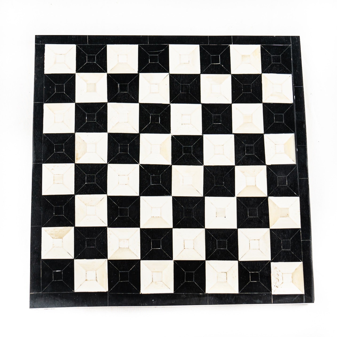 Bone Chess Set- Black and Coral- Bone Chess Board with Pieces- 12"