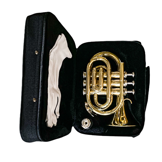 Pocket Trumpet- Beginner- Student Instrument- Gold Brass- Standard