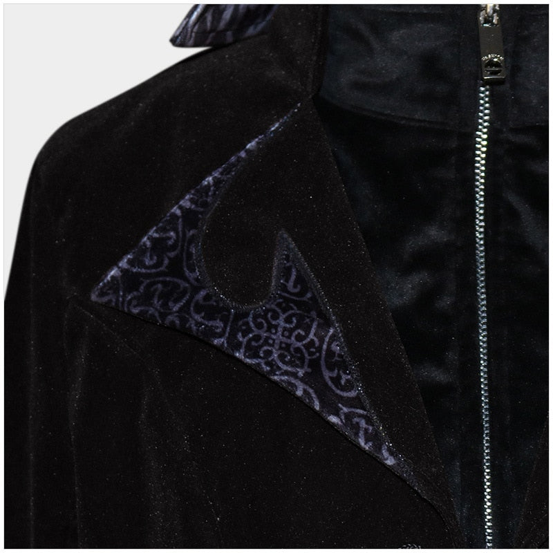 Medieval Tailcoat- Steampunk Velvet Stand Collar Jacket