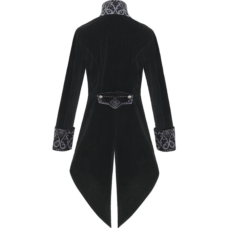 Medieval Tailcoat- Steampunk Velvet Stand Collar Jacket