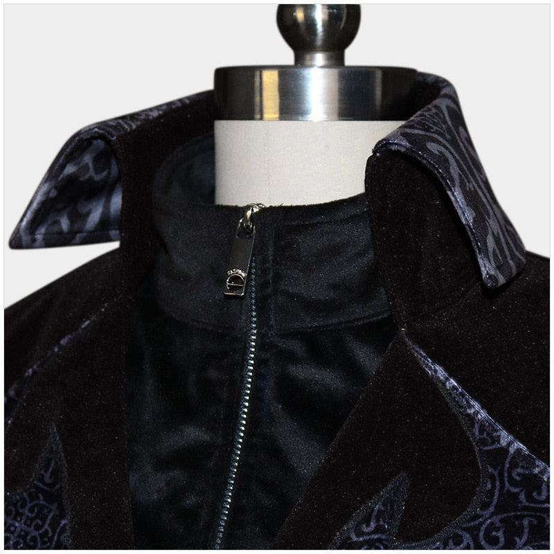 Medieval Tailcoat- Steampunk Velvet Stand Collar Jacket