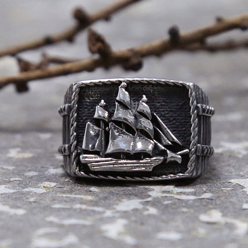 Pirate Sailboat Ring- Black Pearl Style Sloops Ring