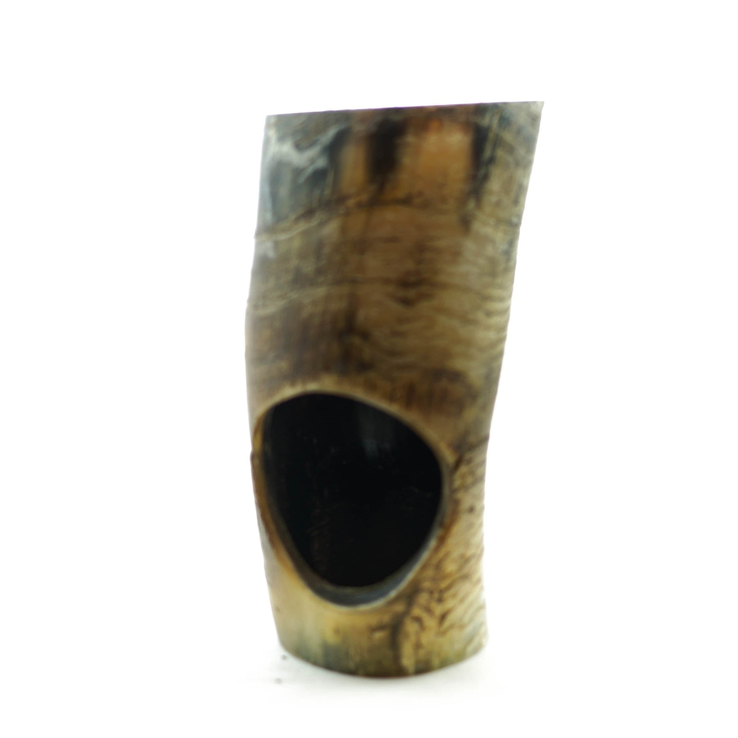 Viking Drinking Horn- Large - Horn Stand and Decorative Metal Rim- Buffalo Horn- 16 Fl Oz