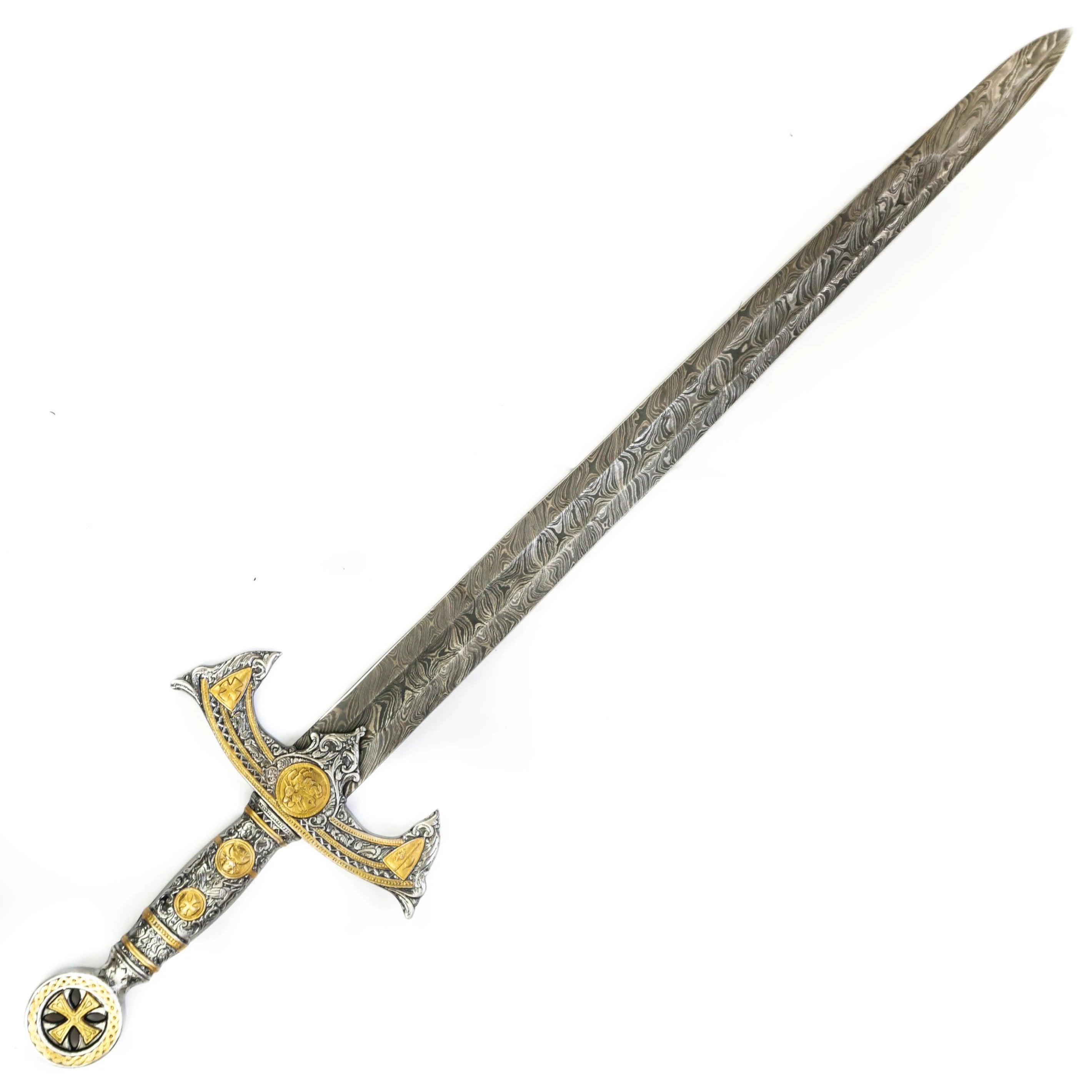 Longsword/ Bastard Sword- Kings Sword- High Carbon Damascus Steel Sword- 41"